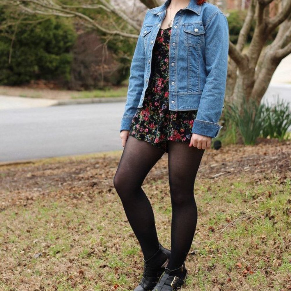 shosho Navy Floral Romper with Pink Blossoms - Picture 7 of 7